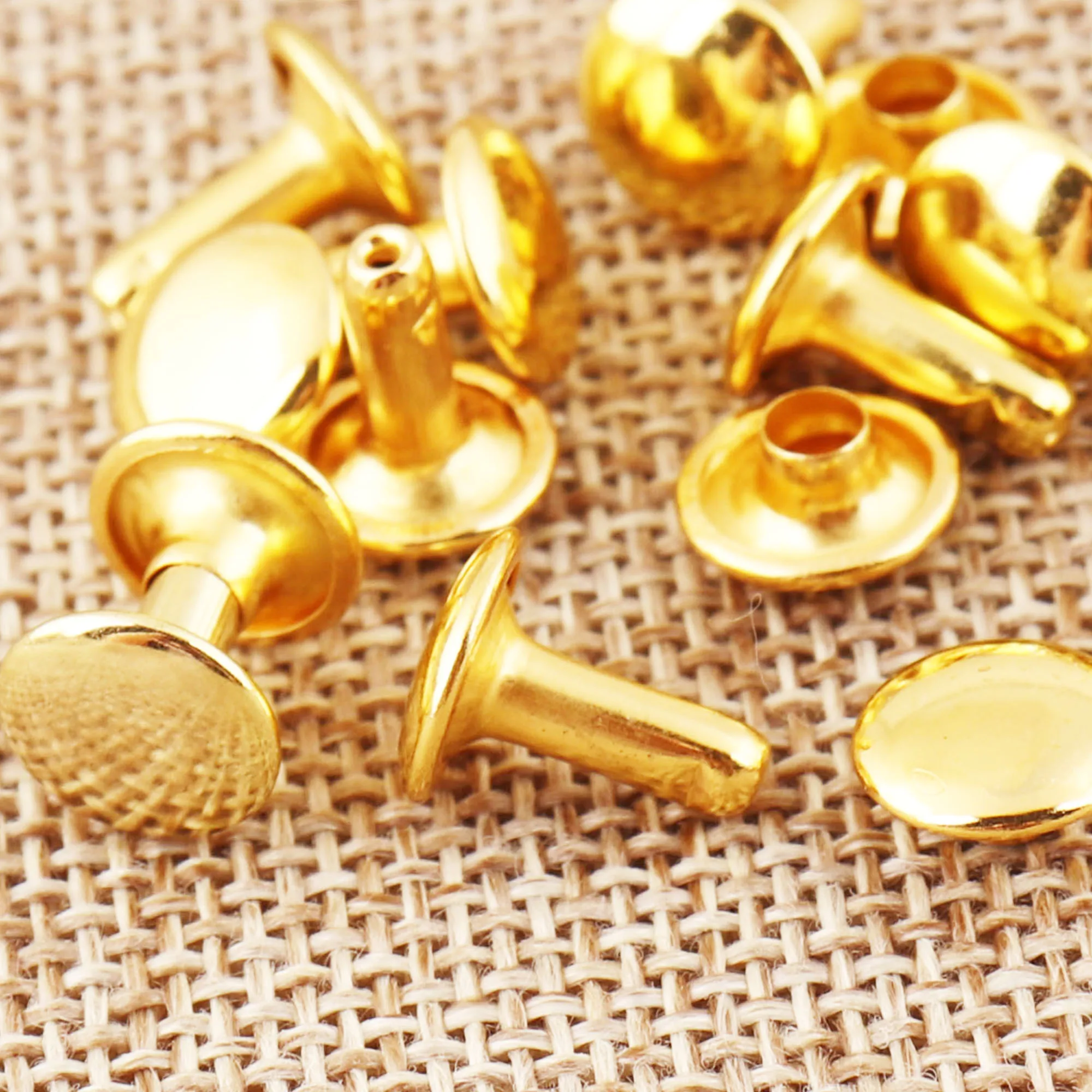 

200 sets Craft Gold Double Cap Rivets Leather Rivet Fastener Snaps Prong Studs Riveted -9mm*11mm(a6)