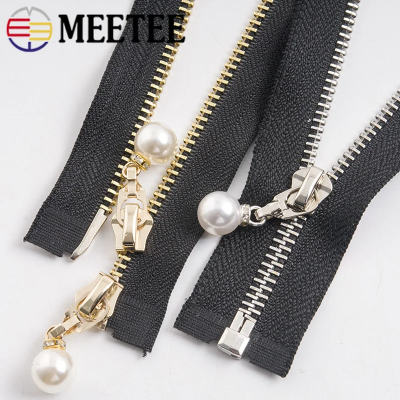 Meetee 20/80/120 см 5 # разъемная застежка молния металлическая с жемчугом и
