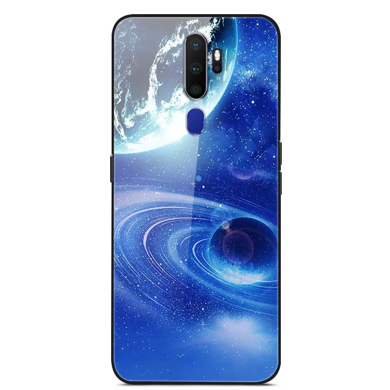 Для OPPO A9 чехол из закаленного стекла планета твердая задняя крышка для OPPO A 9 Coque Мягкий бампер для OPPO A9 корпус телефона
