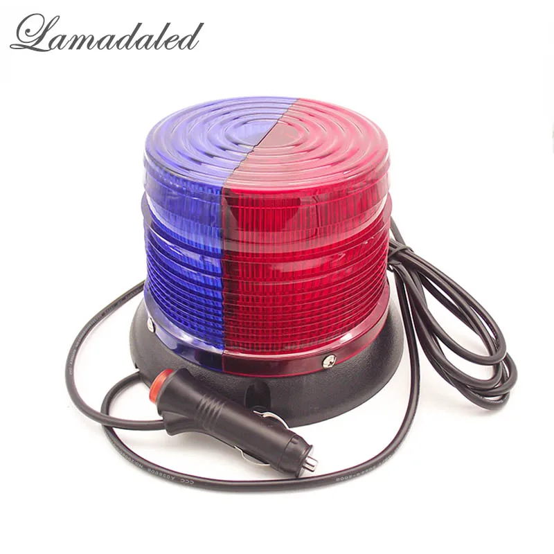 12v 24v 16cm Red Blue Round Led Police Strobe Light Beacon Fire Engine