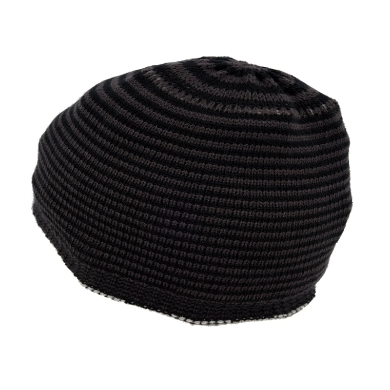 2x Men Knit Beanie Reversible Baggy Cap Skull Chunky Winter Hat X085- Dark Gray& Light Gray