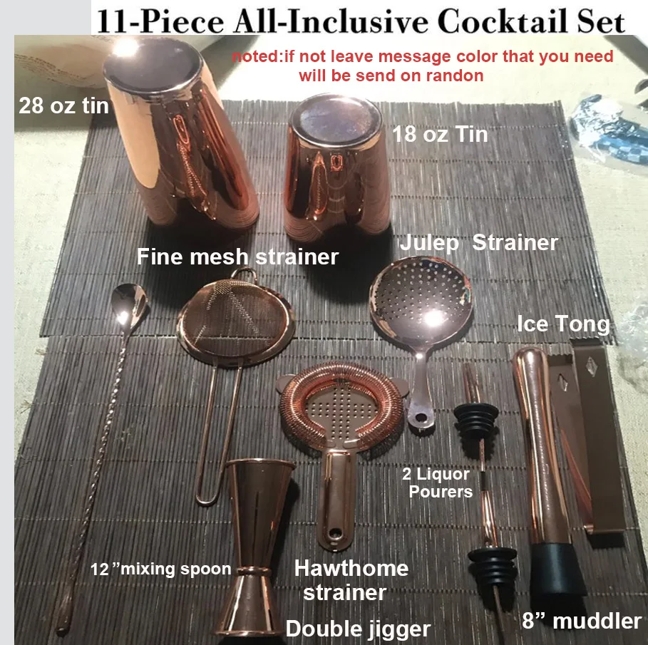 11 шт бармен Набор коктейль, Бостонский шейкер набор барной посуды включает 28 и 18 унций включает взвешенные шейкеры