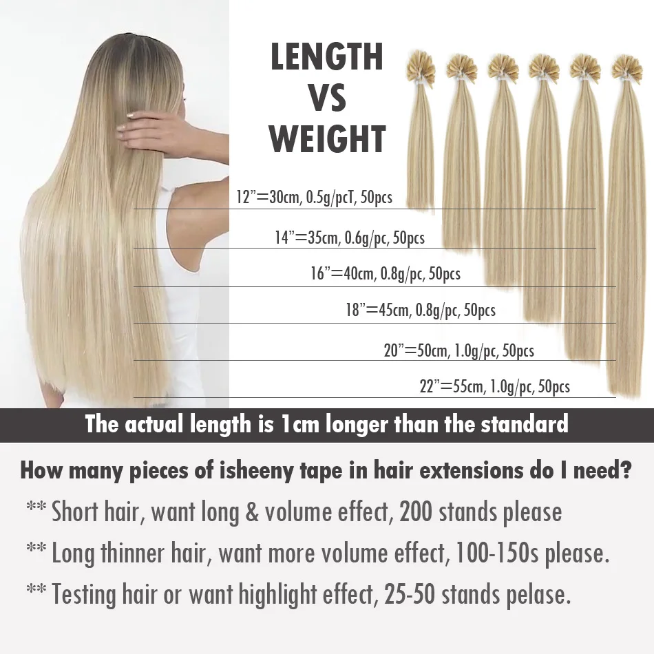 Isheeny 12" 14" 18" 22" Remy Keratin U Tip Hair Extensions Silky Straight Pre Bonding Human Hair Extension Natural 50pcs