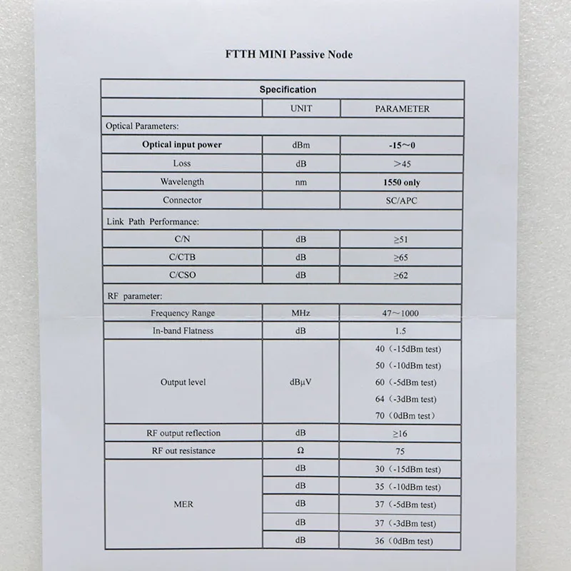 1550nm adaptador de fibra óptica passiva catv