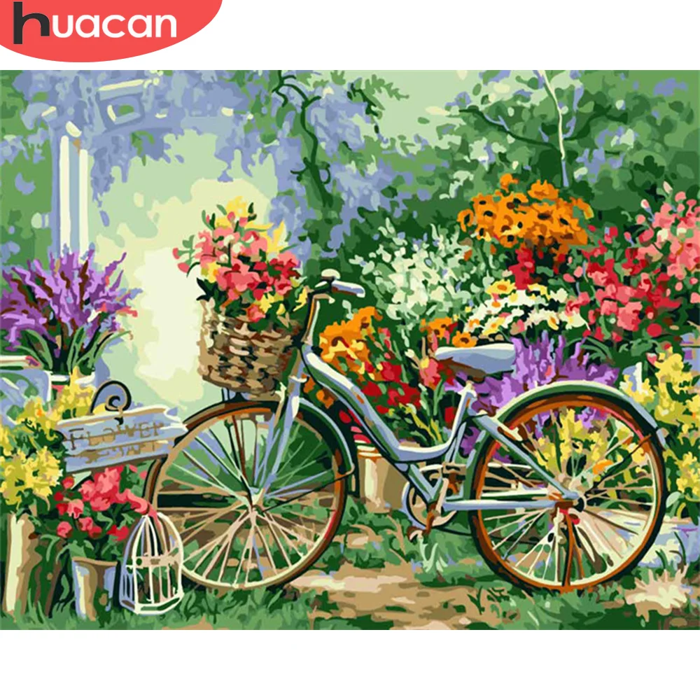 HUACAN картина по номеру Цветок Ручная роспись картины подарок DIY фотографии