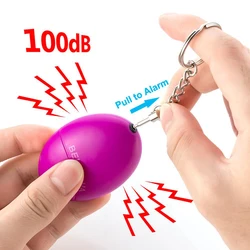 Alarme d'auto défense 100db en forme d'œuf, alerte de protection personnelle, cri fort, porte clés, alarme d'urgence pour enfants et personnes âgées 