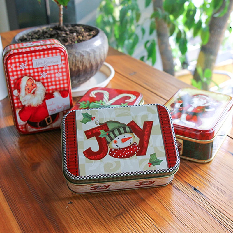 Christmas Storage Candy Tin Box Candy Jar Xmas Snowman Box Tea Leaf Case Storage Organizer Christmas Decorations For Home