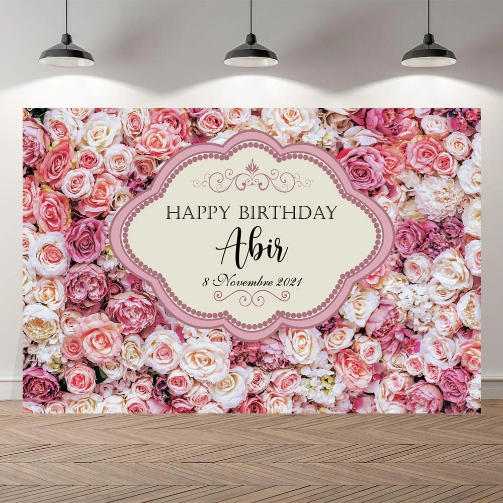 NeoBack Pink Rose Frame Floral Wedding Party Backdrop Birthday Background Baby Shower Bridal Decoration Banner Mariage Ceremony photo backdrop