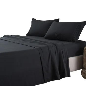 

3/4Pcs Bed Sheet Set Fitted Sheet Pillowcase with Elastic Bedding Mattress Twin/Full/Queen/King Size Solid Color Bedding Sets