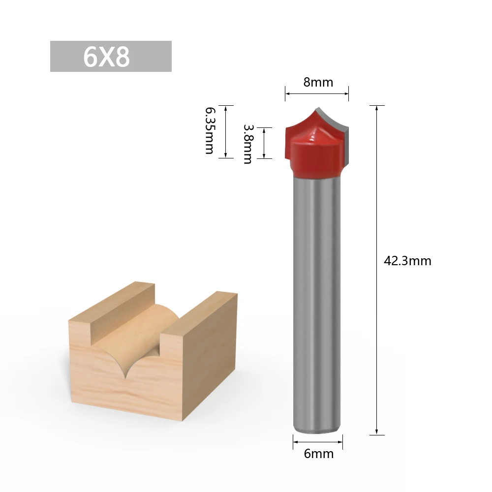 LA VIE 1pc 6mm Shank CNC Round Nose Bits Round Point Cut Bit Shaker Sharp Cutter Solid Carbide Tools for Woodworking MC06006