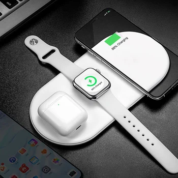 

3 in 1 Qi Wireless Charger For Airpods Apple Watch 4 3 2 1 iWatch 3in1 Fast Wireless Charging Pad For iPhone 11 Pro Max Samsung