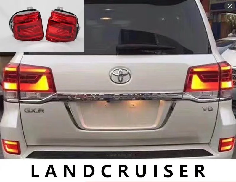 2PCS For Toyota Land Cruiser FJ200 LC200 SNCN Car LED Rear Fog Lamp Bumper Light Auto Warning Light Reflector