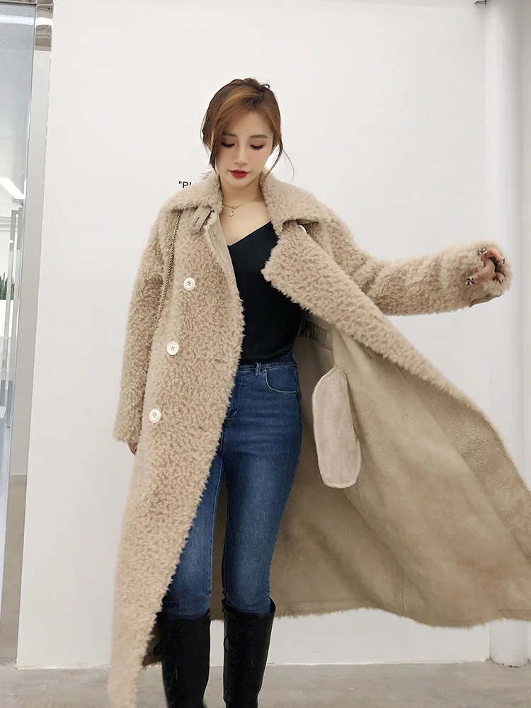Women 2020 Winter Real Wool Fur Coat Female