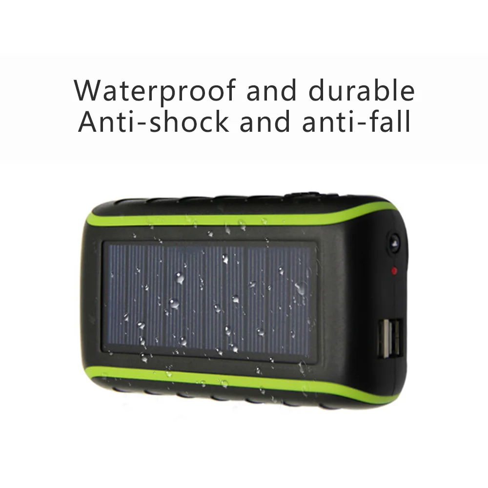 Солнечное Ручное Зарядное устройство 6000/8000mAh Водонепроницаемый Солнечный светодиодный портативный двойной USB внешний аккумулятор для смартфона