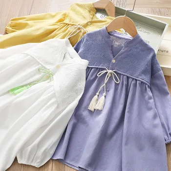 

5189 Embroidery Tassels Princess Baby Girl Dresses 2020 New Spring Summer Party Wedding Kid Dress For Girl Wholesale Kid Clothes