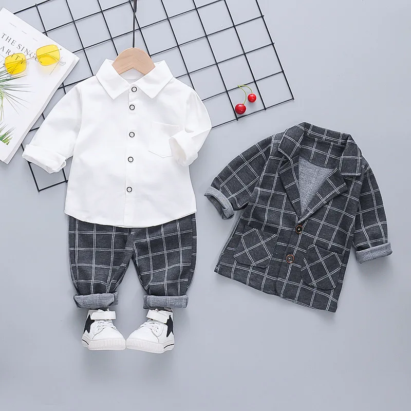 

2019 Autumn New Style Set Male Baby Gentleman Bowtie Handsome Suit Three-piece Set Formal Dress One-Piece Ready