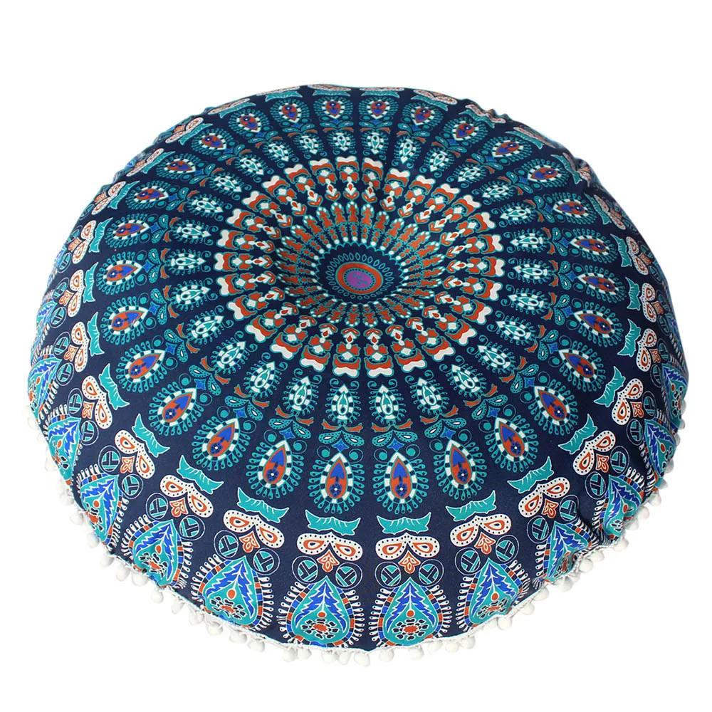 34/" Indian Mandala Round Floor Cushion Cover Yoga Pillow Boho Decor Meditation