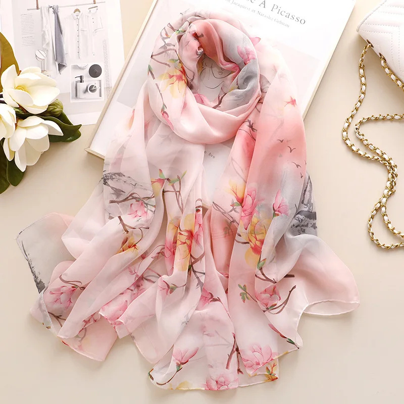

Lady Style Silk Scarf High Quality Shawls and Wraps Women Winter Thin Neck Scarves Large Long Pashmina Femme Hijab Beach Towel