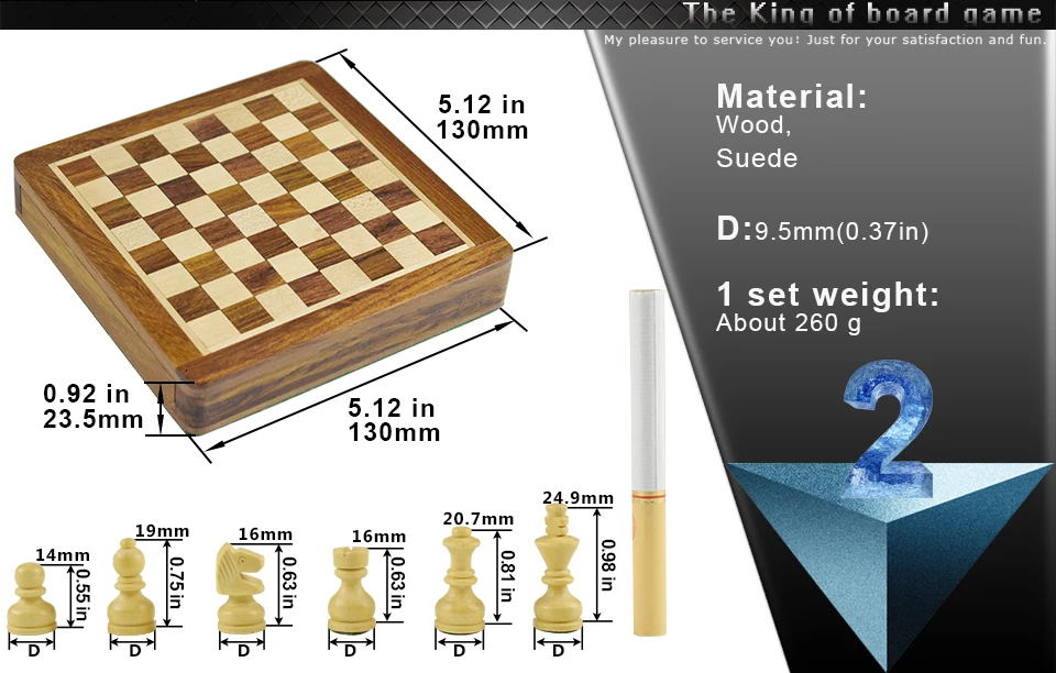 K8356 Solid Wood Mini Chess Portable Non-slip Drawer Pieces Box International Magnetic Chess Exquisite Puzzle Convenient Storage (8)