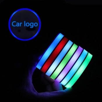

2X Led Car Logo Cup Light Atmosphere Light Colorful Water Coaster For Mercedes-Benz Mini Lexus Mazda Toyota Honda Renault Lada