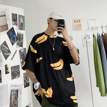 

Summer T Shirt Men's Fashion Printing Loose Cotton Casual T-shirt Men Streetwear Wild O-neck Short-sleeved Tshirt Mens Tops