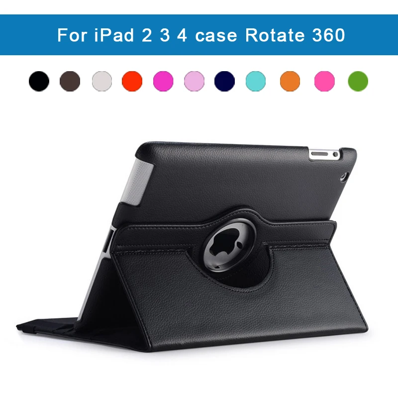 

Tablet case for Apple iPad 2/3/4 9.7inch Auto Wake Up Sleep Flip Litchi PU Leather Cover Smart Stand Holder 360-degree rotary