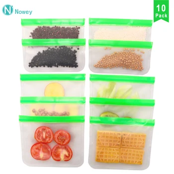

12pcs Translucent Frosted PEVA Food Storage Bags Reusable Silicone Bag Fruit Meat Milk Food Container Fridge Fresh Keeping Bag