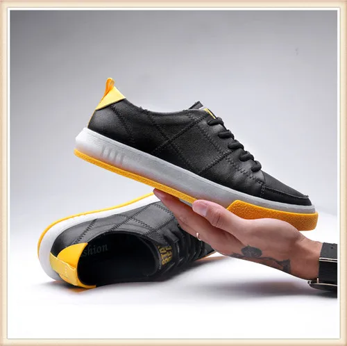 Белая мужская повседневная обувь; дышащие мужские теннисные туфли; zapatos hombre Sapatos; Уличная обувь на плоской подошве; кроссовки; 7#27D50 - Цвет: Черный