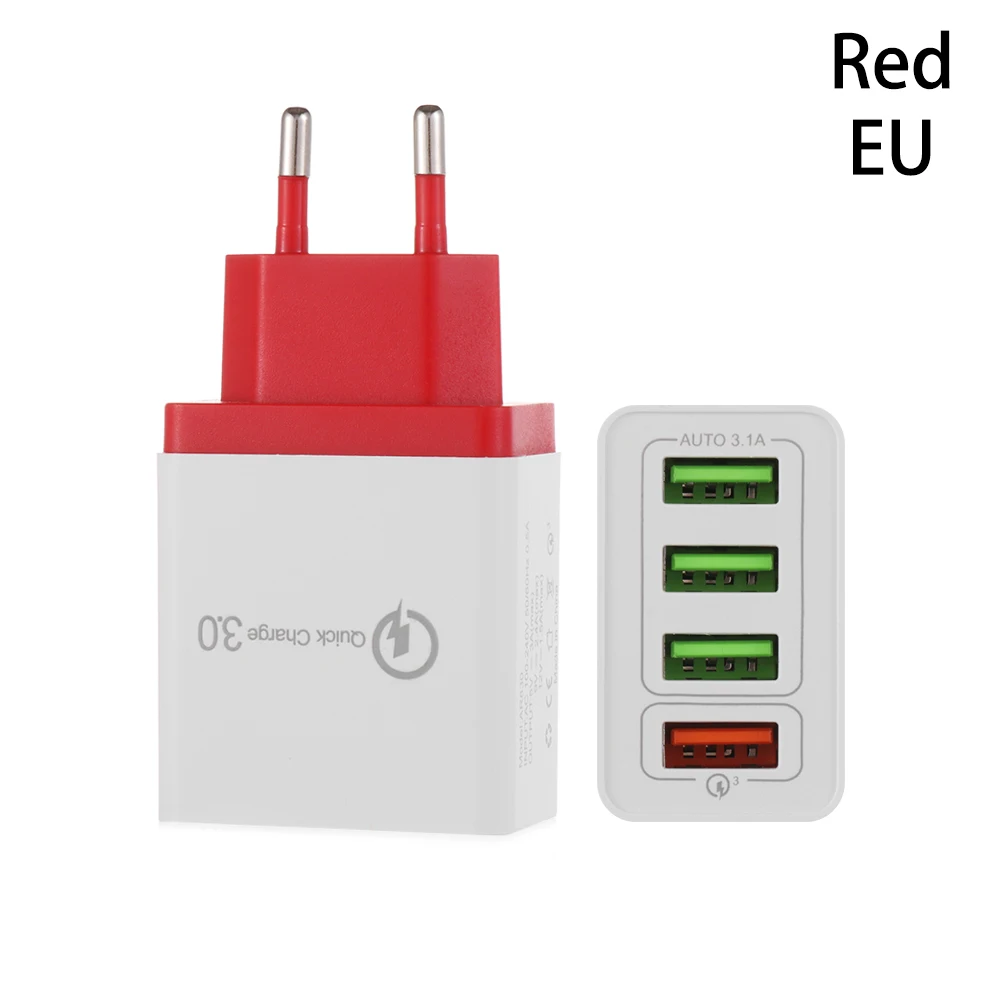 Полезное многофункциональное настенное зарядное устройство с 4 портами usb-хаб QC3.0 Быстрая Зарядка адаптер питания зарядное устройство для телефона с вилкой Стандарта США и ЕС
