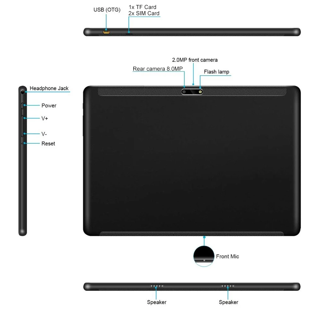  Mx960 Tablet 10 Inch 4G LTE Phone Call Dual SIM Card Android 9.0 Tablet Pc 6GB/128GB Tab Octa Core 