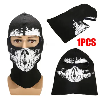 

Universal 1pc Black Ghost Skull Motorcycle Balaclava Cycling Full Face Airsoft Game Cosplay Mask For Riding Skiing