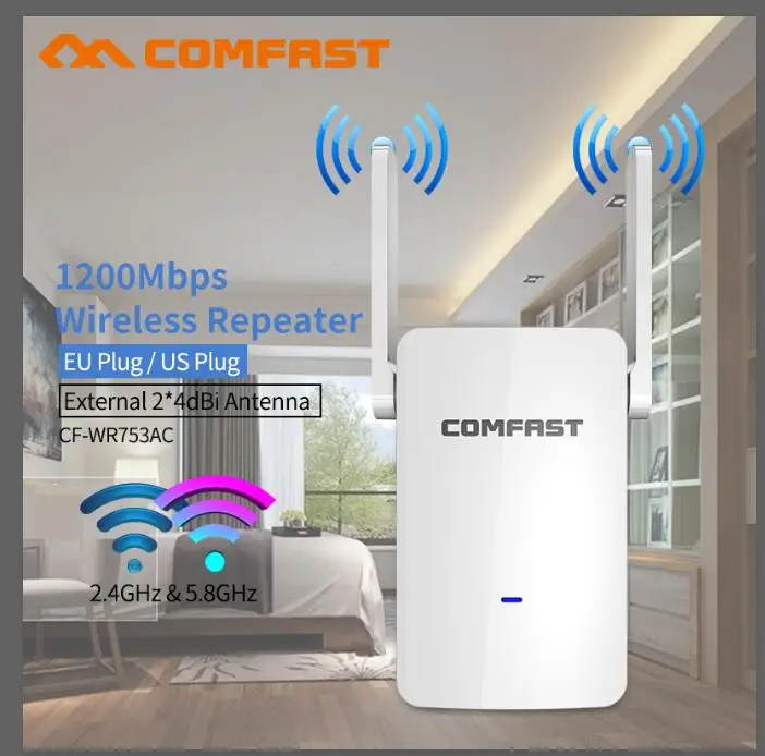 1200 Мбит/с Comfast двухдиапазонный 2,4+ 5 ГГц Беспроводной Wi-Fi роутер Wifi Расширитель большой диапазон Wlan Усилитель Wifi