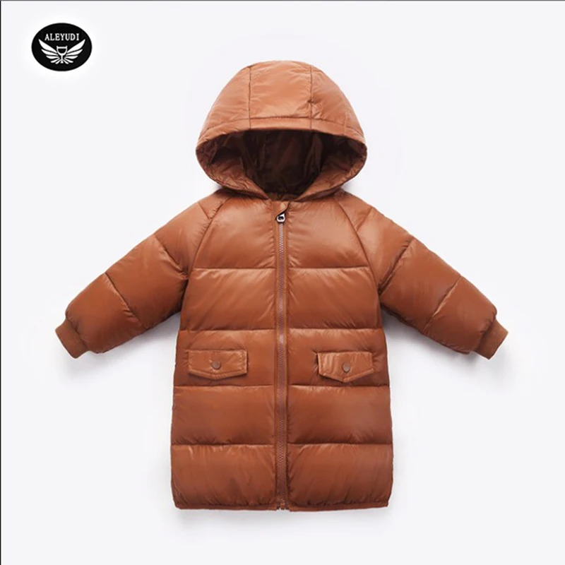 

2019 Autumn And Winter New Fashion Girls Loose Down Jacket in the Long Section of the Boy Thick Hooded Coat Casual Jacket