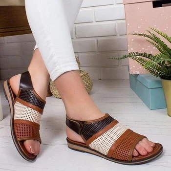 

New 2020 Sandals Women Reteo Summer Shoes Peep Toe Casual Flat Sandals Ladies Breathable Hook Women Platform Sandalias Mujer