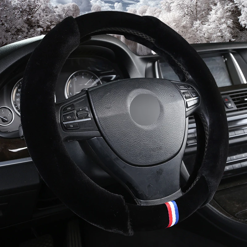 8 цветов крышка рулевого колеса автомобиля зимняя мягкая теплая Funda Volante универсальная Оплетка на руль авто Стайлинг
