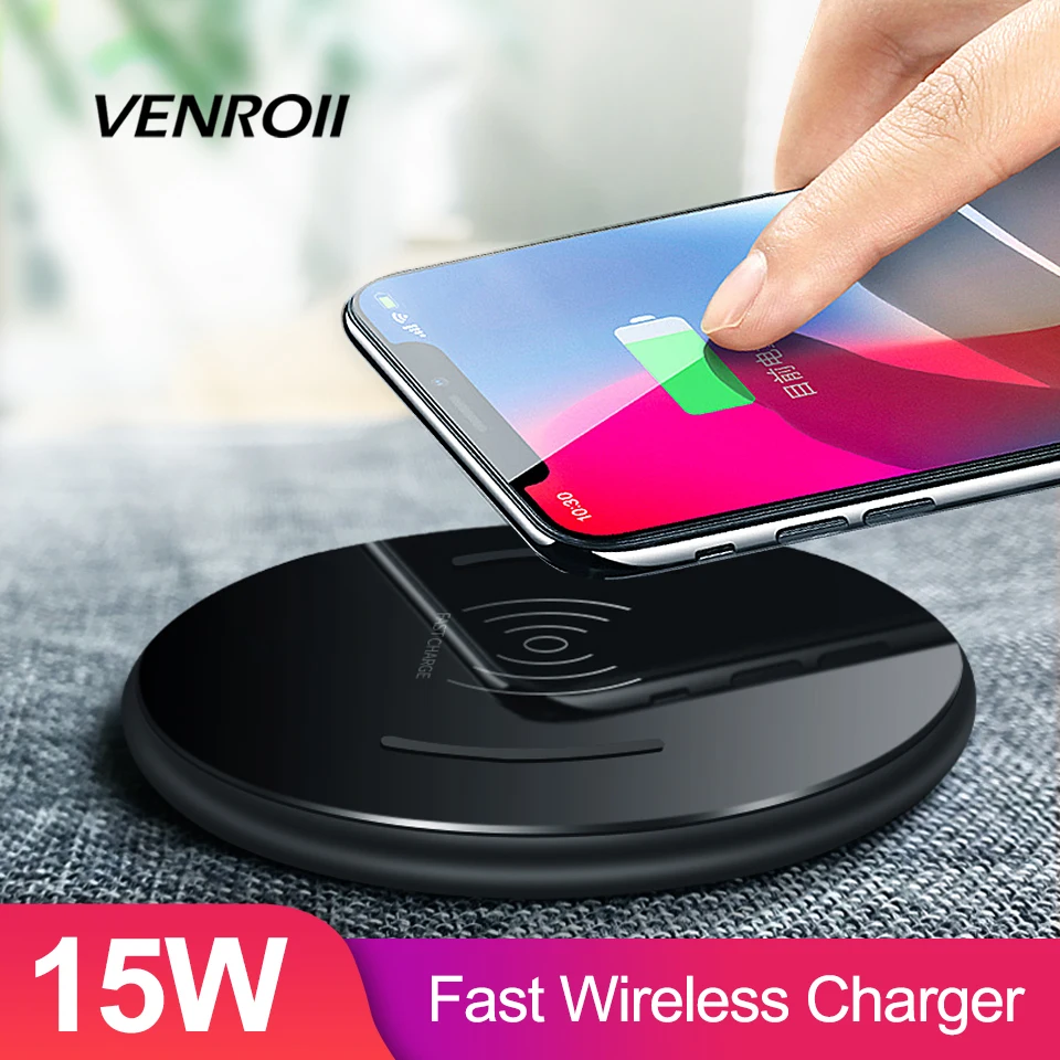 

Universal 15W Qi Wireless Charger Fast Charging Pad for iPhone X XS Max XR 8 Plus Portable Phone Charger for Samsung S9 S8 Note9