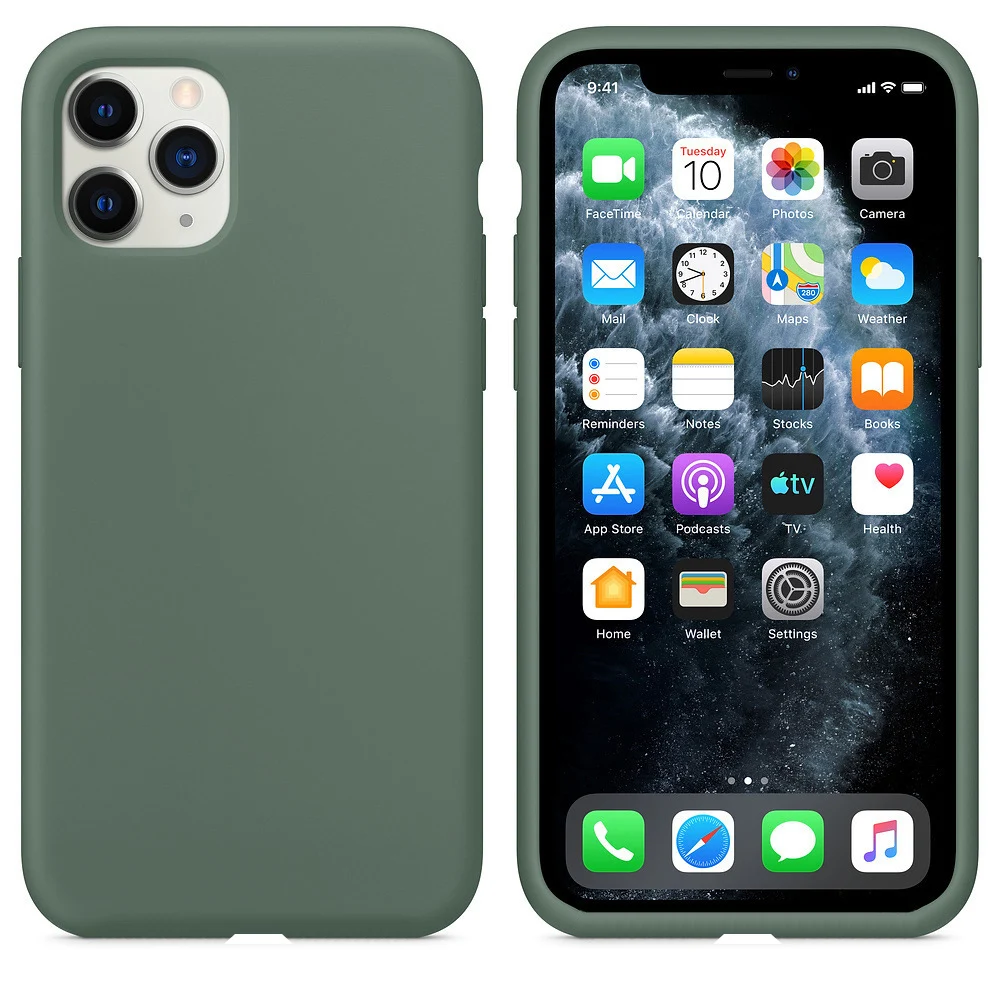 Чехол для iPhone 11 Pro Max на iPhone11 11Pro X XR XS Max 6 6S 7 8 Plus, силиконовый жидкий противоударный Ультратонкий чехол - Цвет: Pine Green
