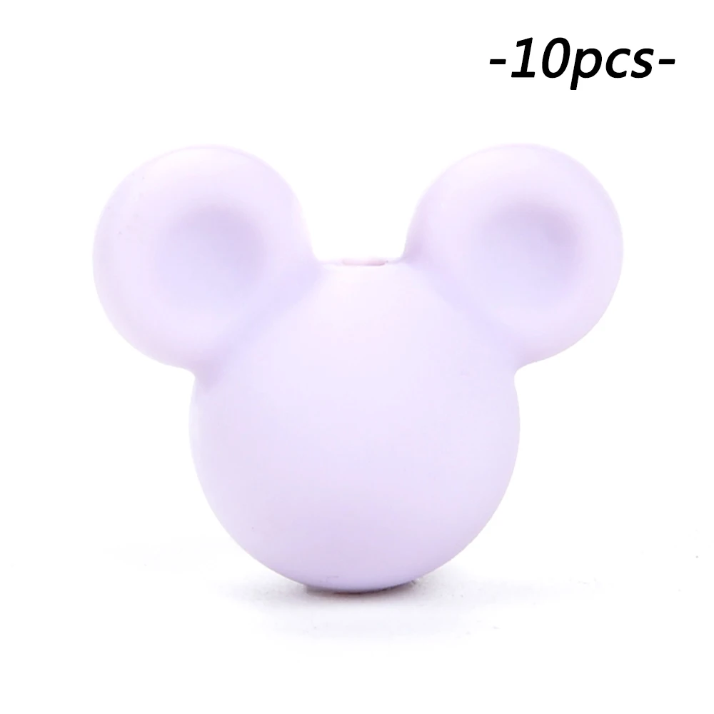 Lavender fog LOFCA 10 шт силиконовые бусины для прорезывания зубов Микки детские бусины для прорезывания зубов силиконовые бусины пищевого качества BPA бесплатно DIY Изготовление ожерелий с подвесками - Цвет: Lavender fog