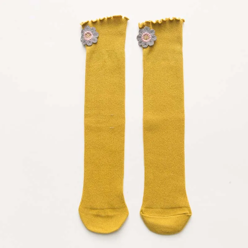 yellow 10 пар/партия; ; сезон осень-зима; эластичные кружевные носки с оборками; хлопковые гетры для студенческой принцессы - Цвет: yellow