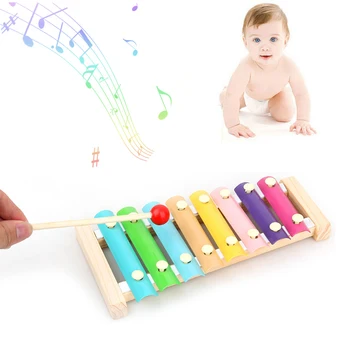 

Colourful Wooden Toys Children Kids Metal Xylophone Glockenspiel Musical Instrument Learning Toys Best Gift Dropshipping