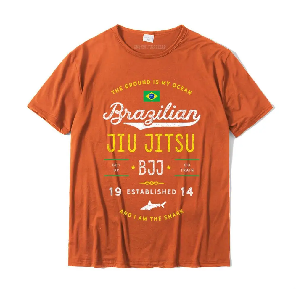 Printing T-Shirt Short Sleeve Comics Dominant Men's VALENTINE DAY Tops Shirts Comics Top T-shirts Crew Neck 100% Cotton Fabric Ocean Shark Jiu Jitsu Shirt for BJJ Jujitsu Gift__MZ14931 orange