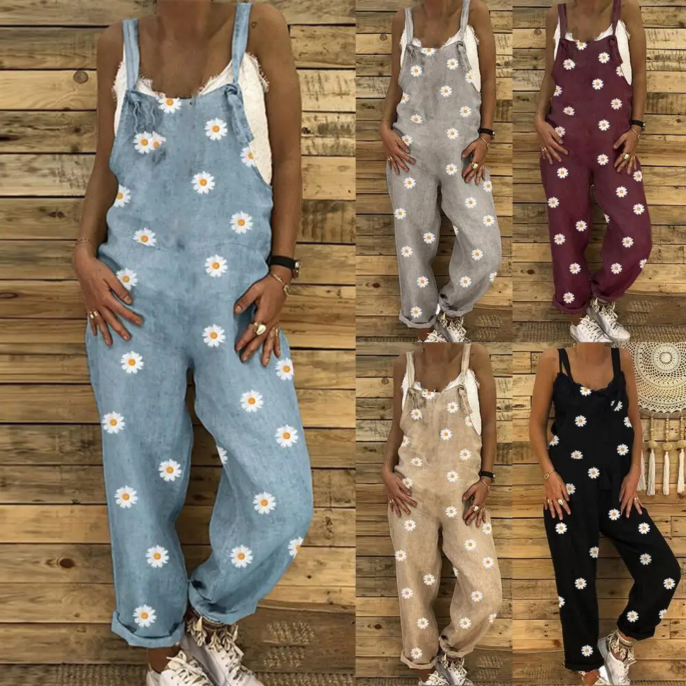 Casual Fashion Chrysanthemum Printed Jumpsuit