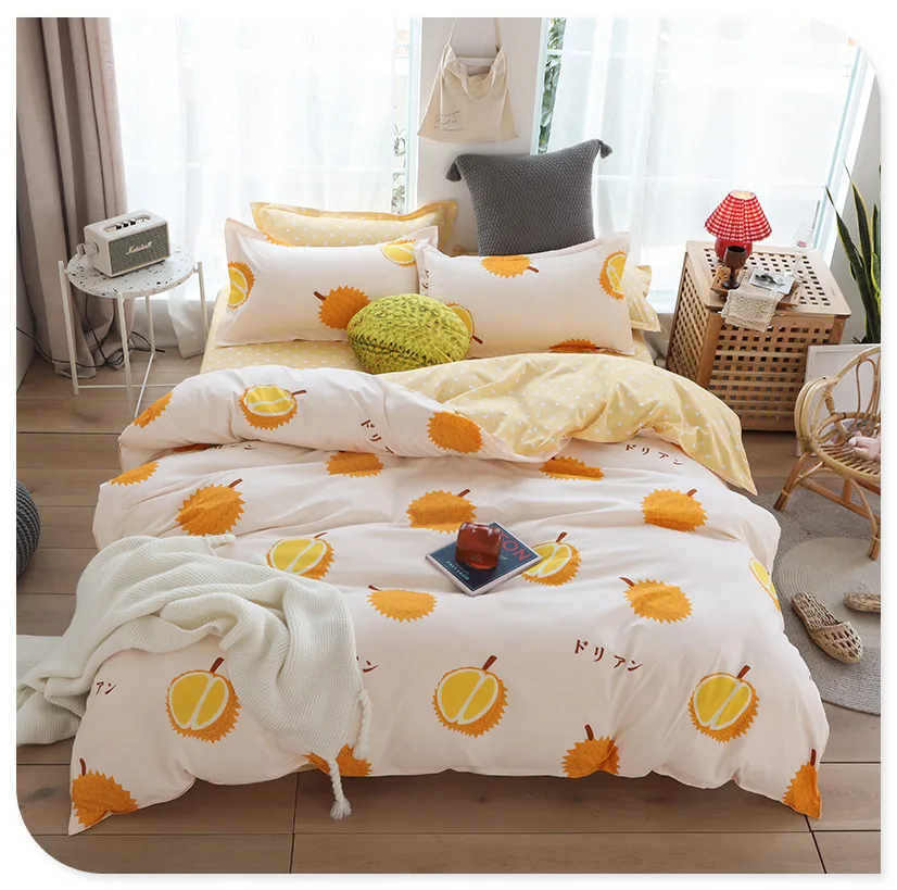 Современный комплект постельного белья авокадо для детей с фруктовым рисунком, пододеяльник, двуспальное постельное белье королевского размера, зеленые пододеяльники для взрослых - Цвет: Durian