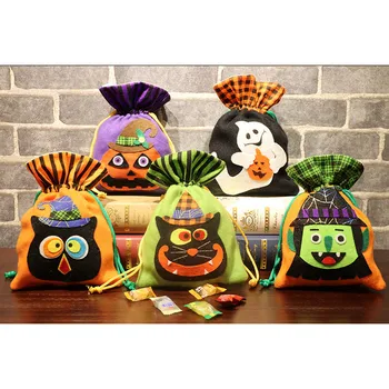 

High Quality Halloween Gift Bag Scary Witch Pumpkin Beam Drawstring Bag Sack Party Kid Gift Pouch Gift Candy Bags