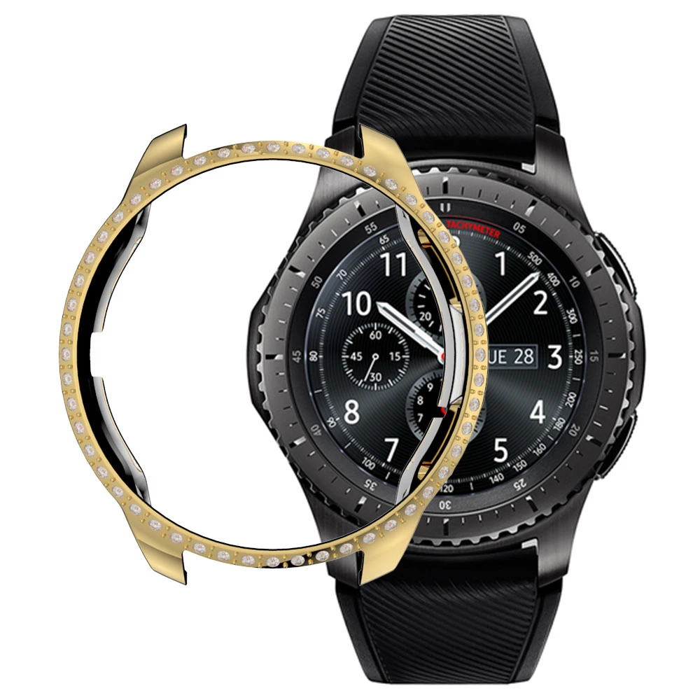 Роскошная рамка для корпуса чехол для samsung Galaxy Watch 46 мм 42 мм для Шестерни S3 защитный чехол с защитой от царапин со стразами с гальванопокрытием рамка
