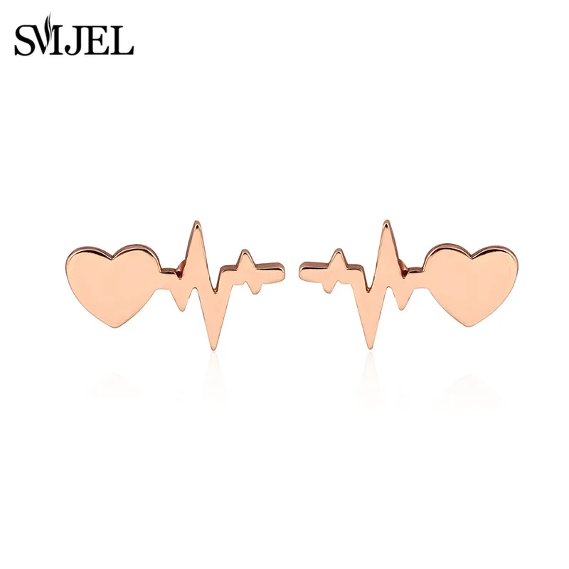 rose Earing Steel SMJEL ECG браслеты с сердечками регулируемые тонкие браслеты из змеиной цепи электрокардиограмма Шарм украшения для рук из нержавеющей стали подарок для новорожденных - Окраска металла: rose Earing Steel