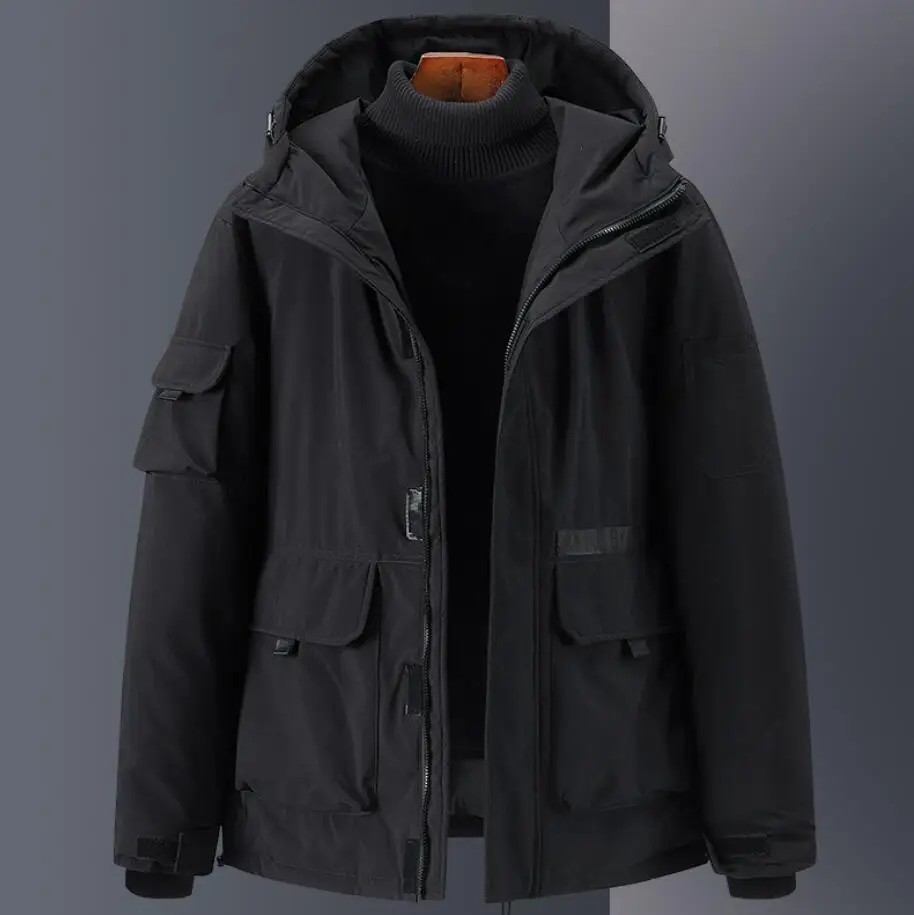 Men Winter Jacket New Fashion Blue Duck Down Jackets Men Hooded Down Jackets Warm Outwear Designer Black Coat Parkas Male
