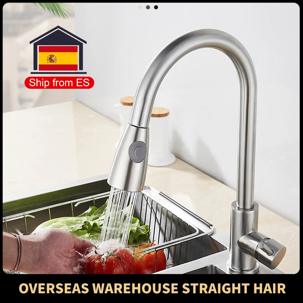 80CM Extra Long Stretch Faucet Pull Out Spout Stream Sprayer Head Single Hole Sink Black Brushed Tap Hot Cold Mixer Tap Kitchen