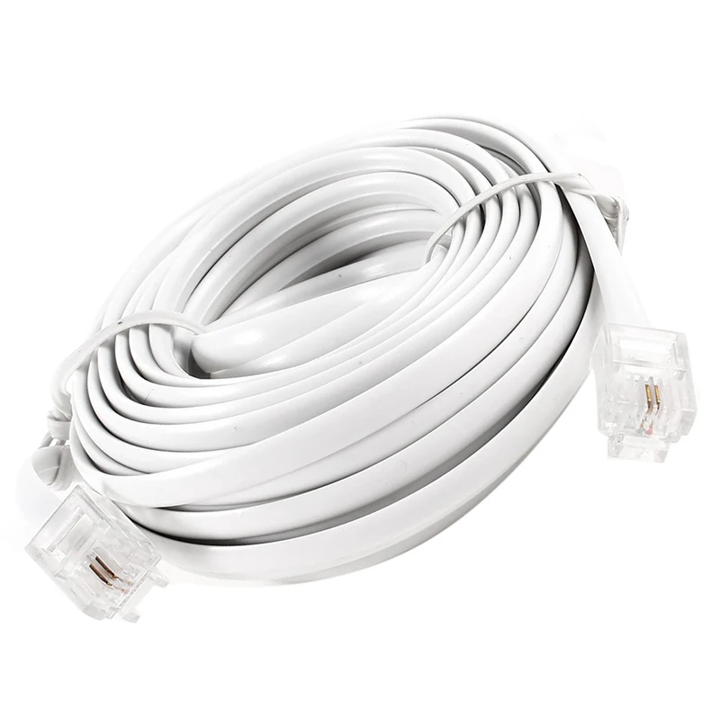 White 6P2C RJ11 Long 6m(20 ft) Phone Extension Cord RJ11 White RJ11 6P2C modular telephone extension cable 6M 20ft Telephone ex