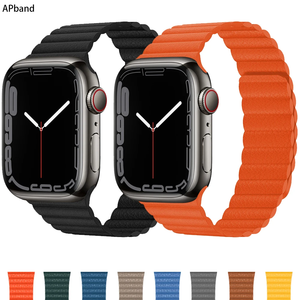 Кожаная Петля для Apple Watch band 44 мм 40 38 42 iWatch 6 5 4 3 SE магнитный браслет correa AppleWatch Series 7 45